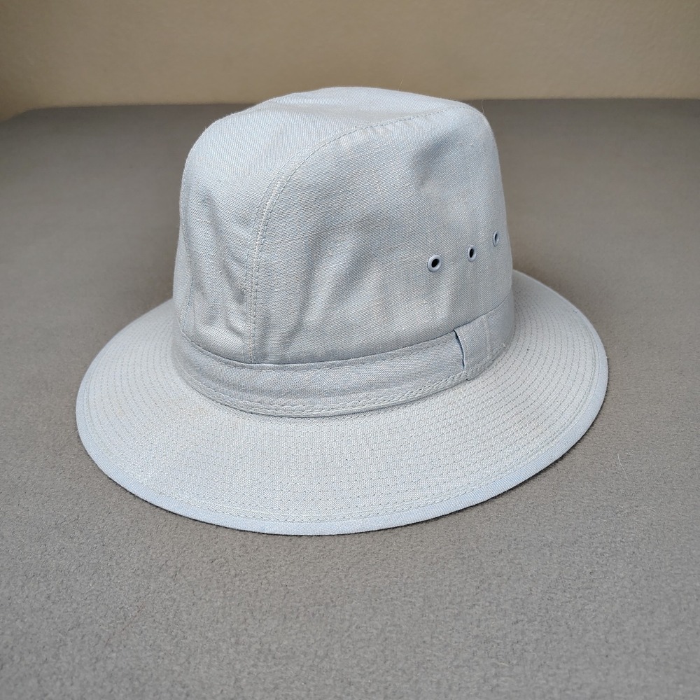 Vintage Austin Reed Canvas Safari Hat Large 7¼-7⅜ Light Blue USA‎ Made 70s Lined